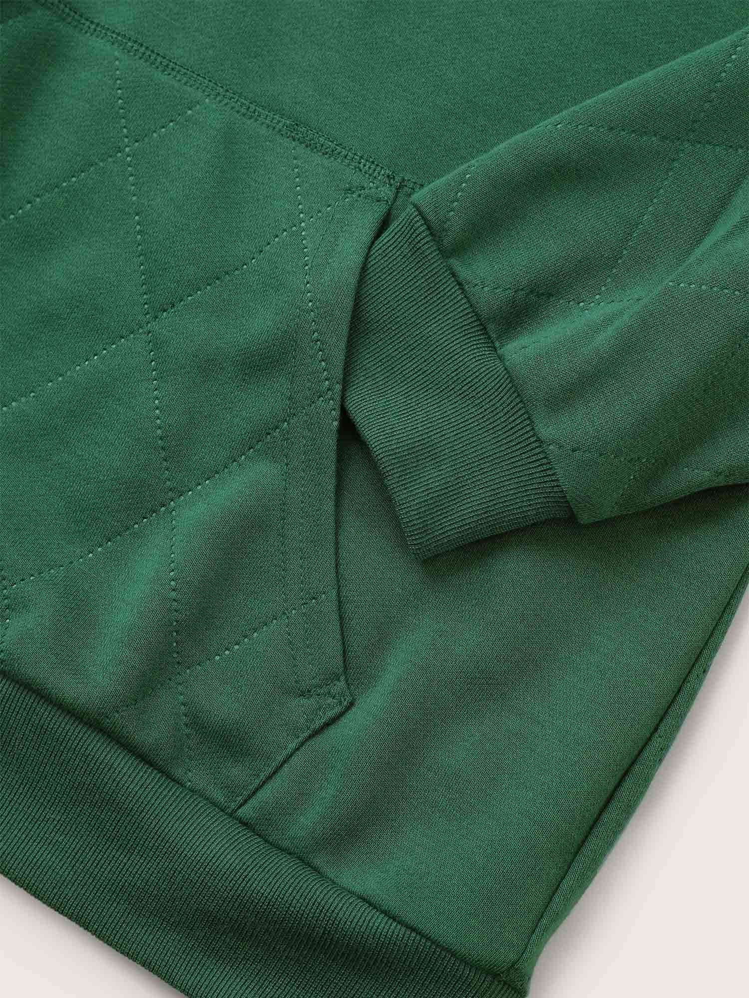 Solid Quilted Kangaroo Pocket Hooded Sweatshirt - Image 6