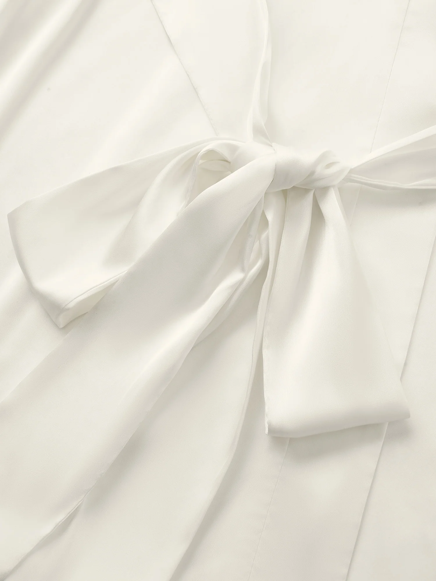 Solid Rhinestone Flutter Sleeve Belted Robe - Image 5
