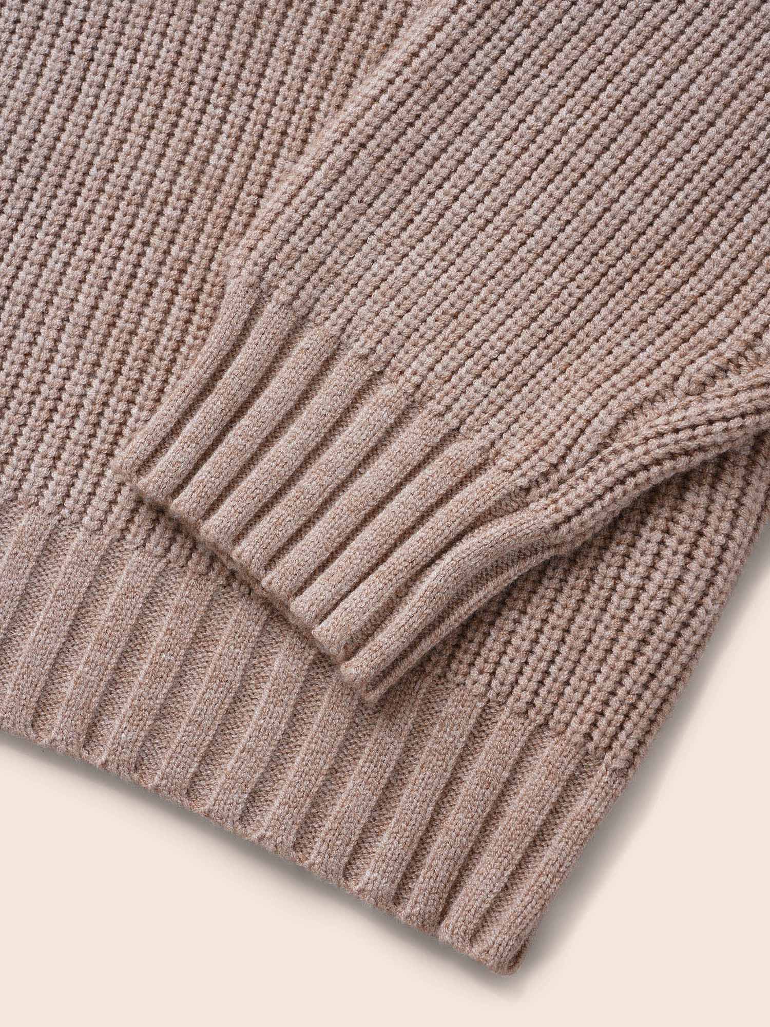 Solid Round Neck Drop Shoulder Pullover - Image 5