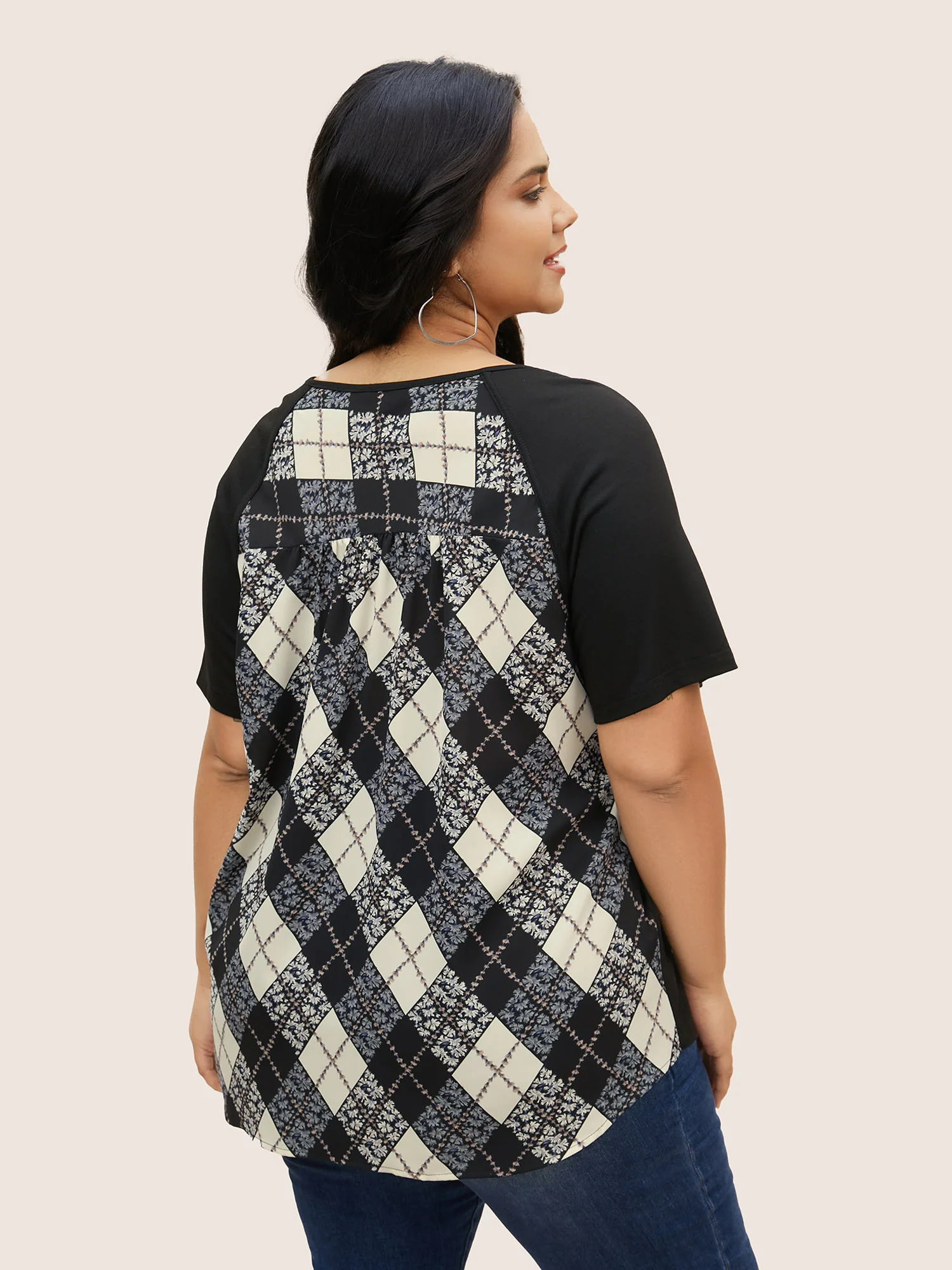 Solid Round Neck Raglan sleeve T-shirt