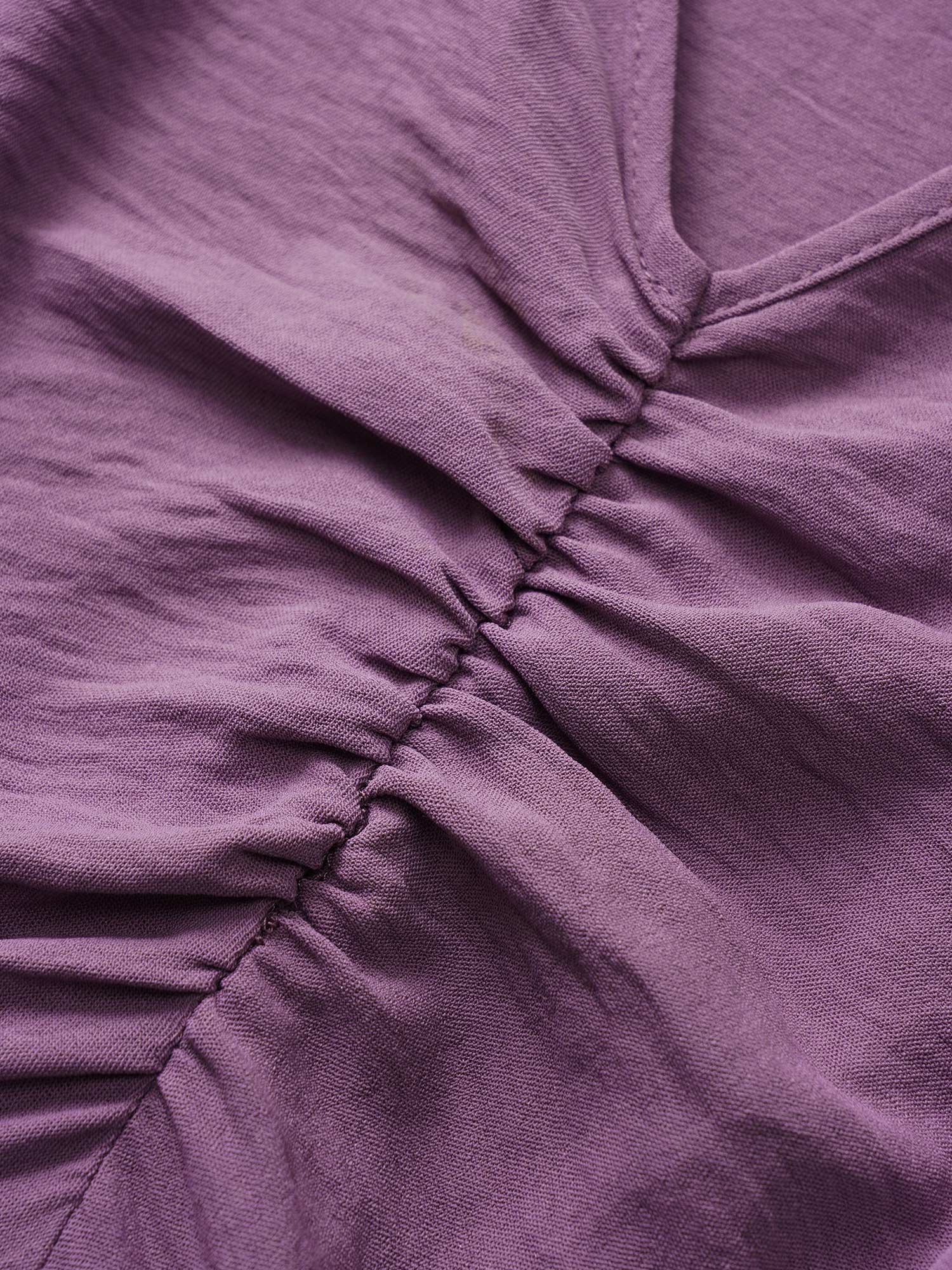 Solid Ruched Raglan Sleeve Layered Hem Dress - Image 5