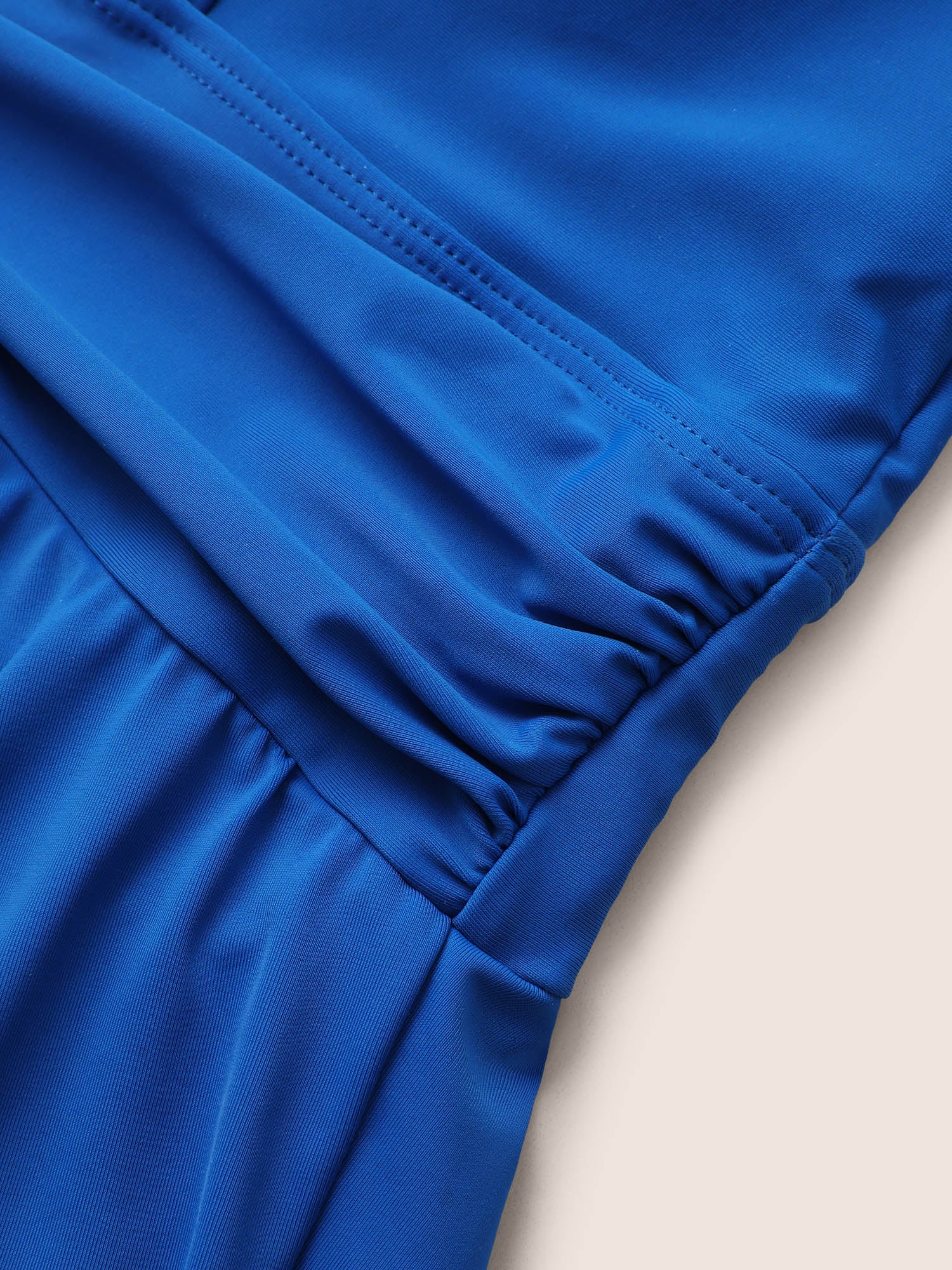Solid Ruffle Hem Empire Waist Halter Neck Swim Dress - Image 31