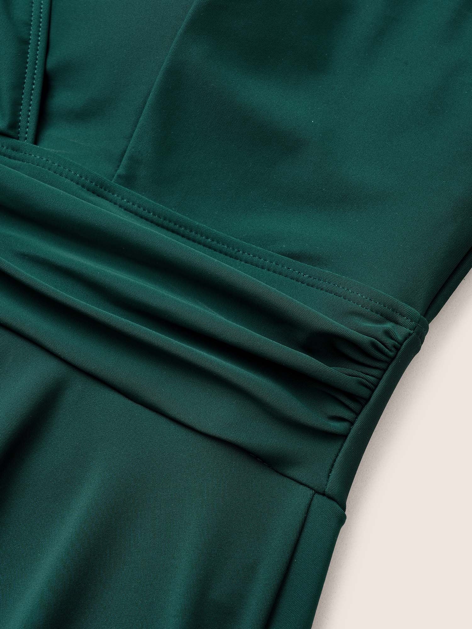 Solid Ruffle Hem Empire Waist Halter Neck Swim Dress - Image 39