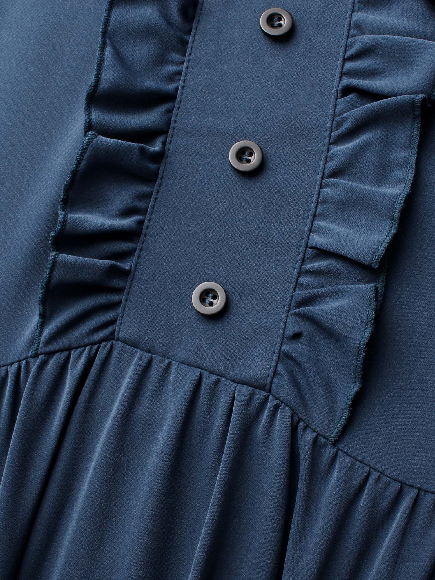 Solid Ruffle Trim Elastic Waist Midi Dress - Image 6