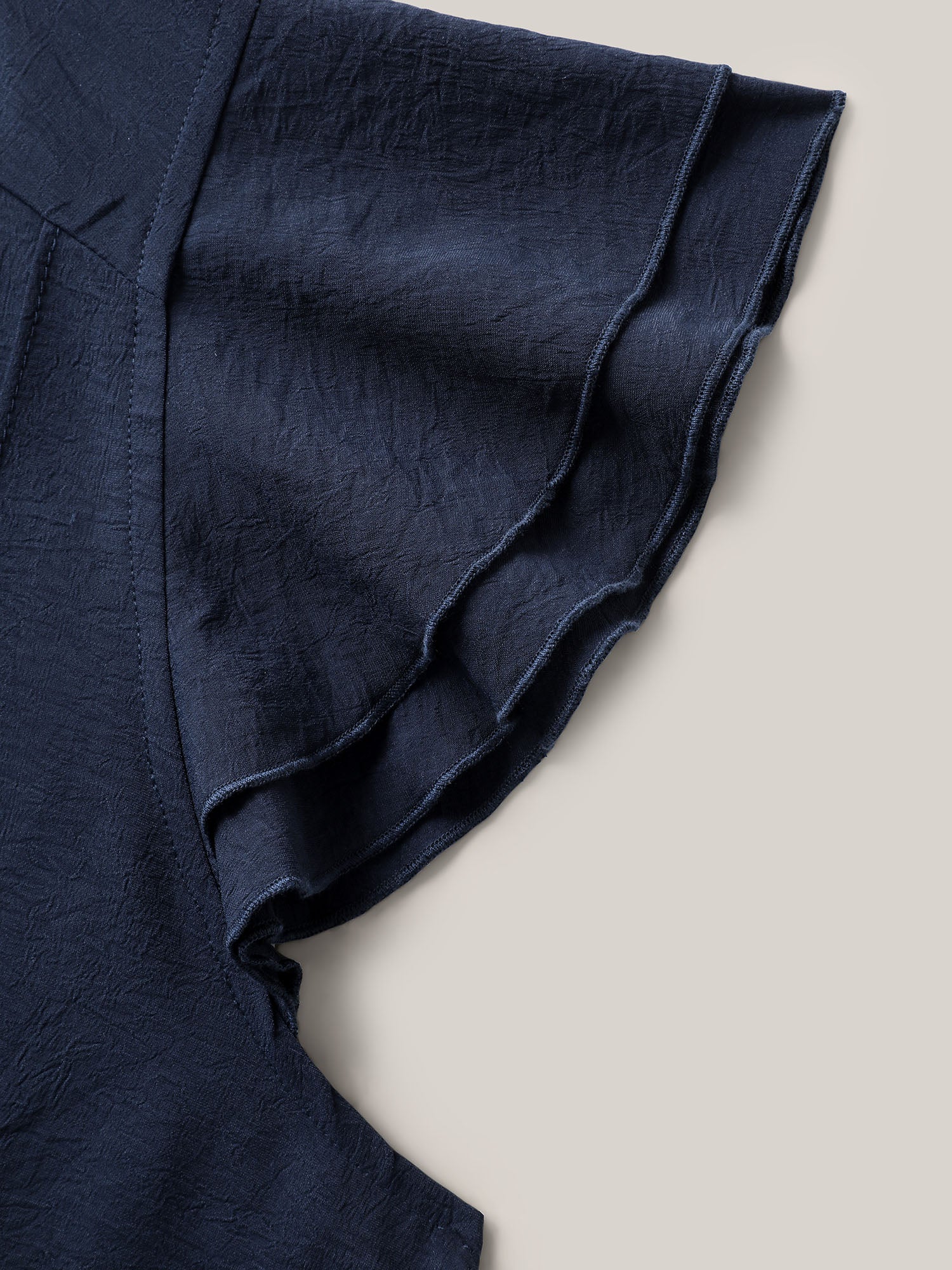 Solid Ruffle Trim Toothpick Pleat Blouse - Image 7