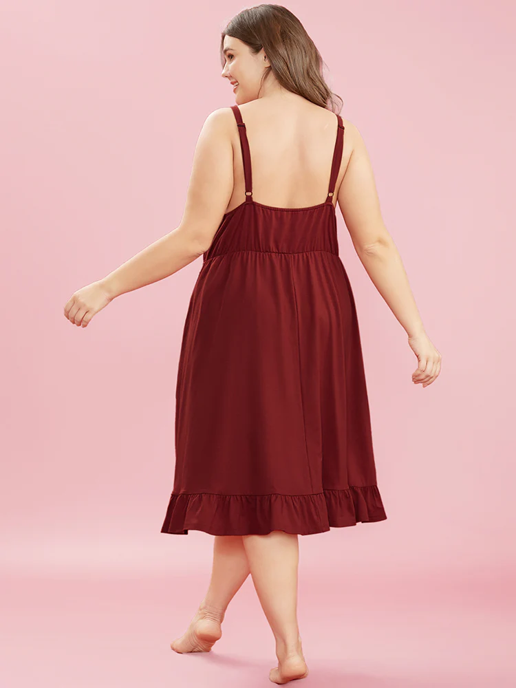 Romantic Ruffles Crochet Lace Pocket Nightgown - Image 3