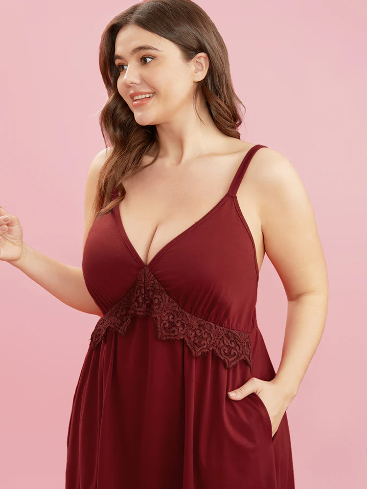Romantic Ruffles Crochet Lace Pocket Nightgown - Image 4