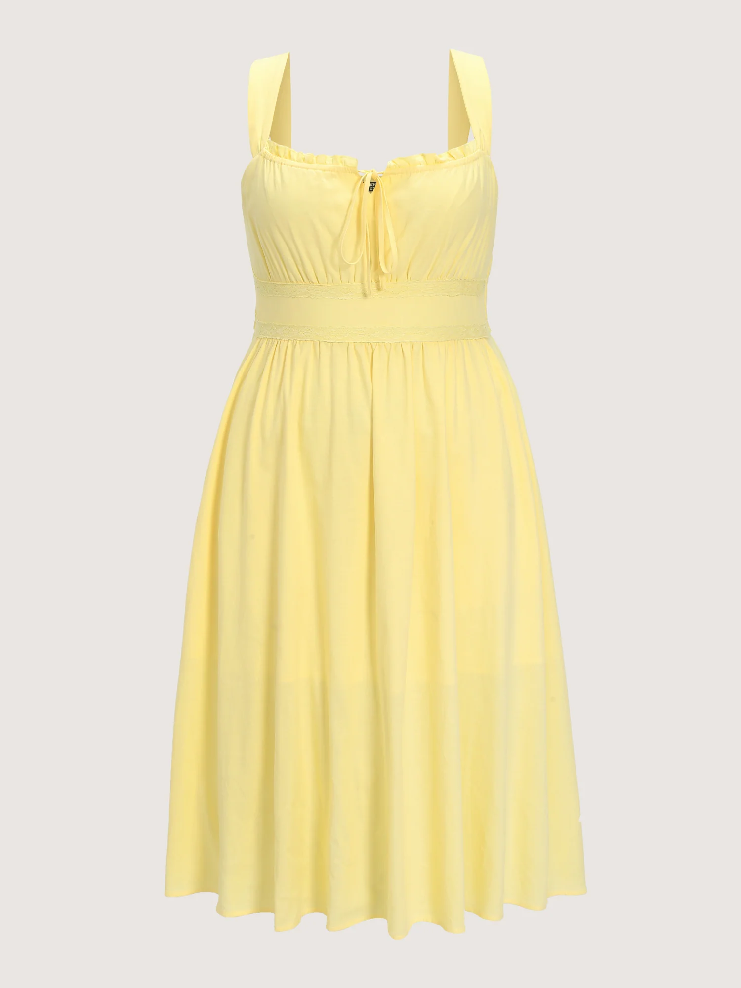 Breathable Cotton Solid Shirred Drawstring Midi Dress - Image 5