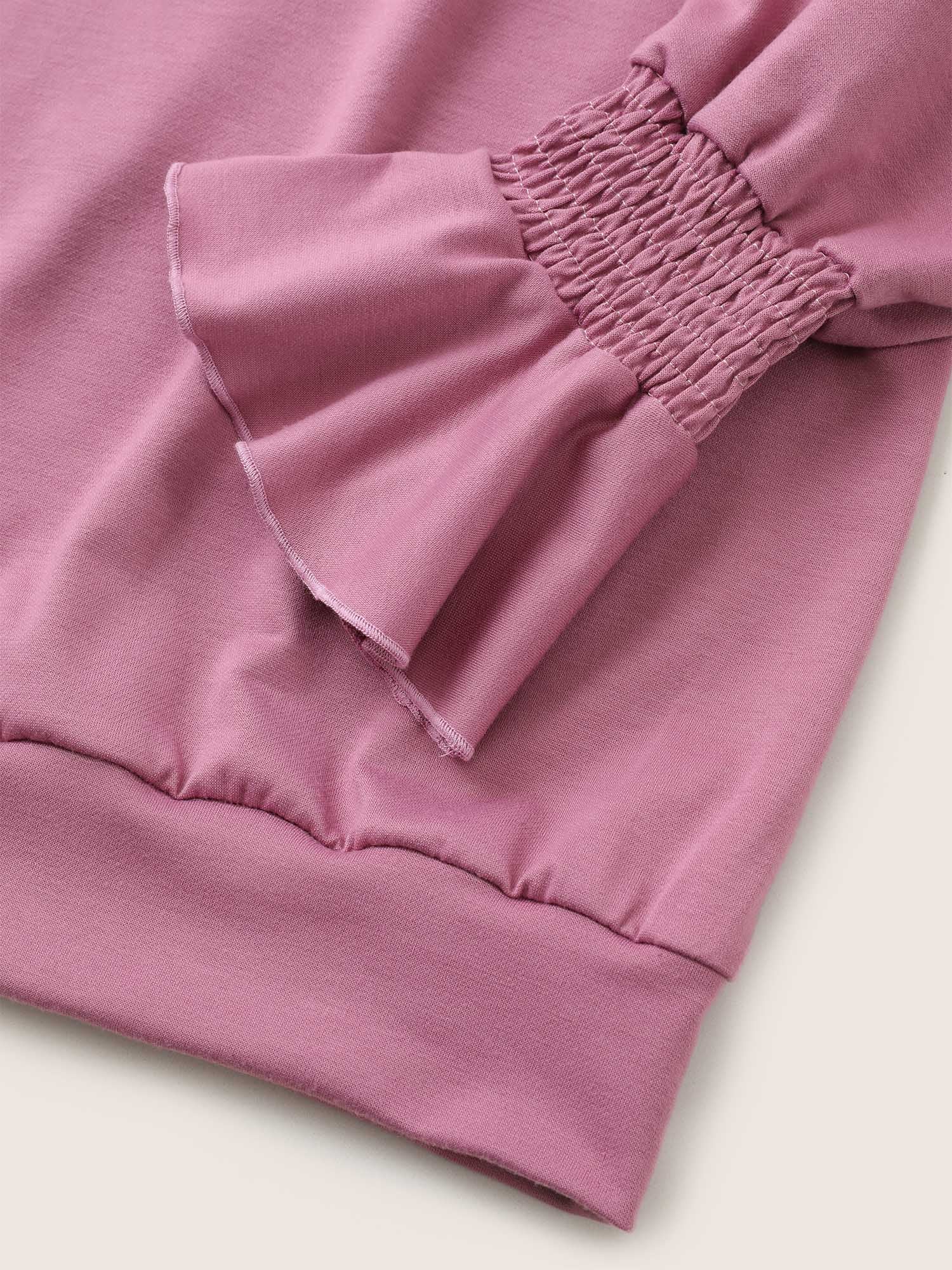 Solid Shirred Flounces Hooded Sweatshirt - Image 6