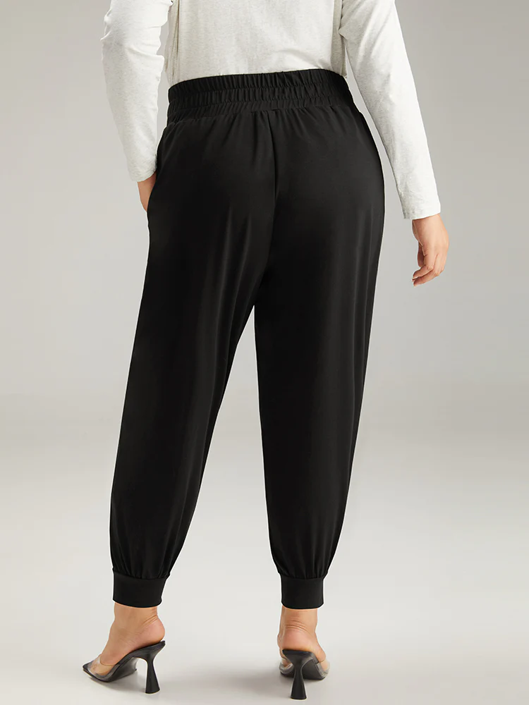 Solid Shirred Pocket Harem Sweatpants - Image 4