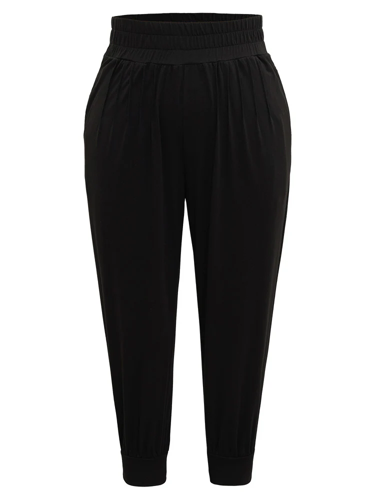 Solid Shirred Pocket Harem Sweatpants - Image 7