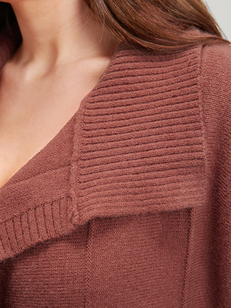 Solid Soft Sexy Yarn Knit Lapel Collar Open Front Cardigan - Image 7