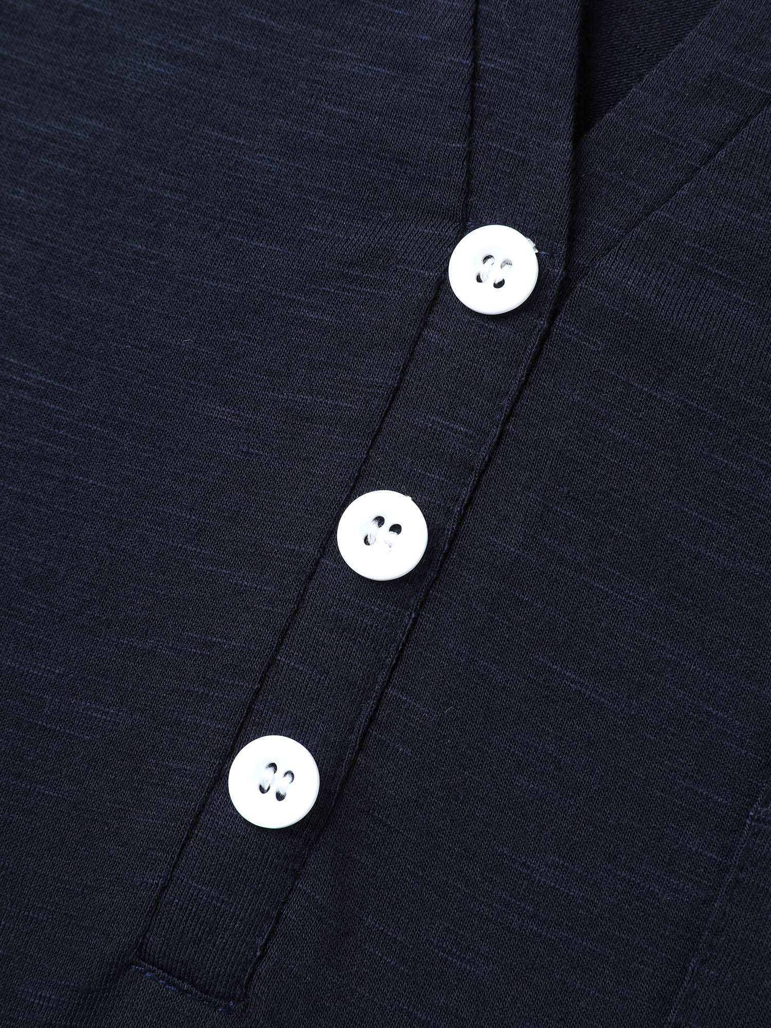 Solid Split Neck Button Detail T-Shirt - Image 34