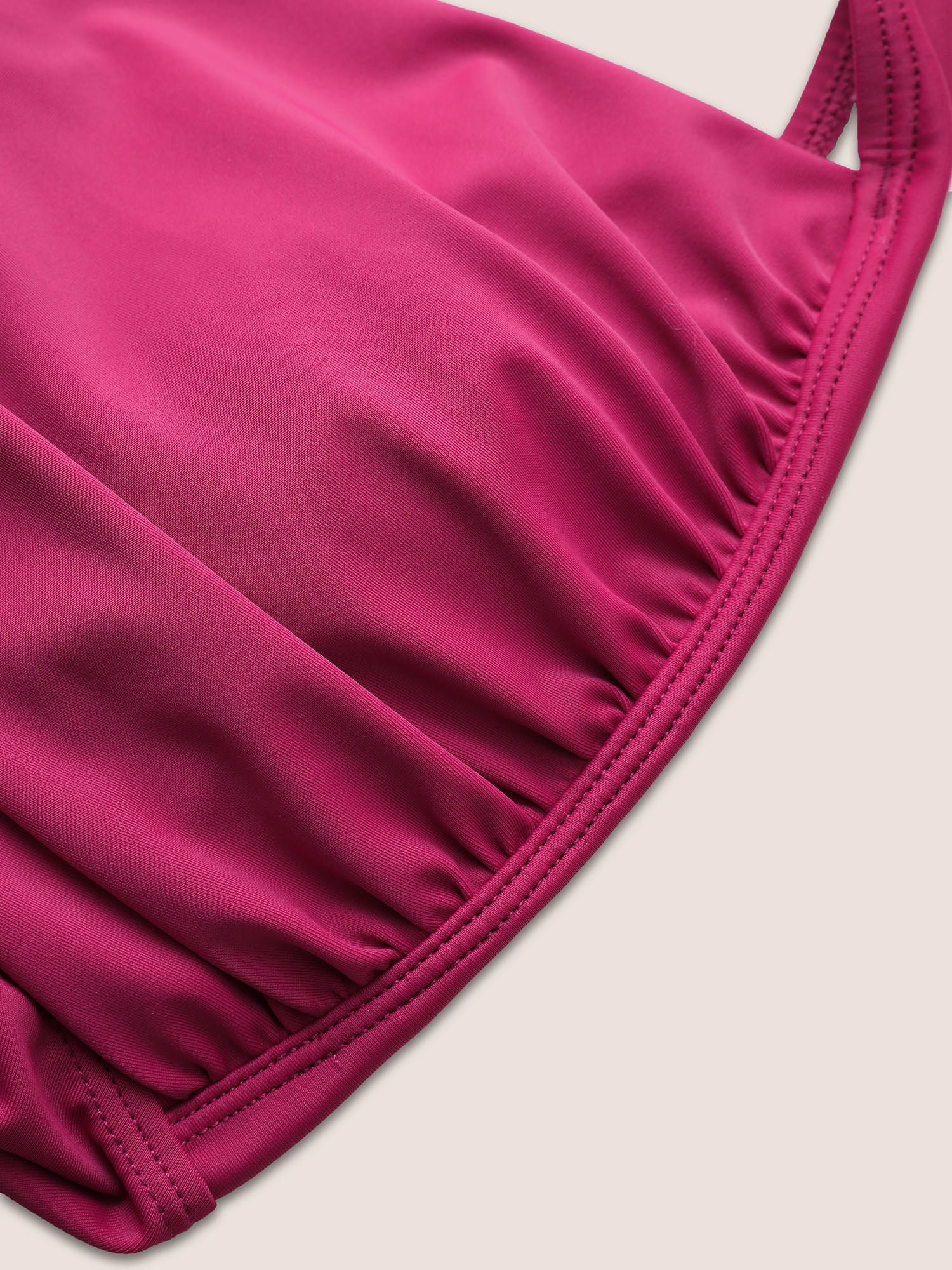 Solid Square Neck Crossover Gathered Swim Top - Image 5