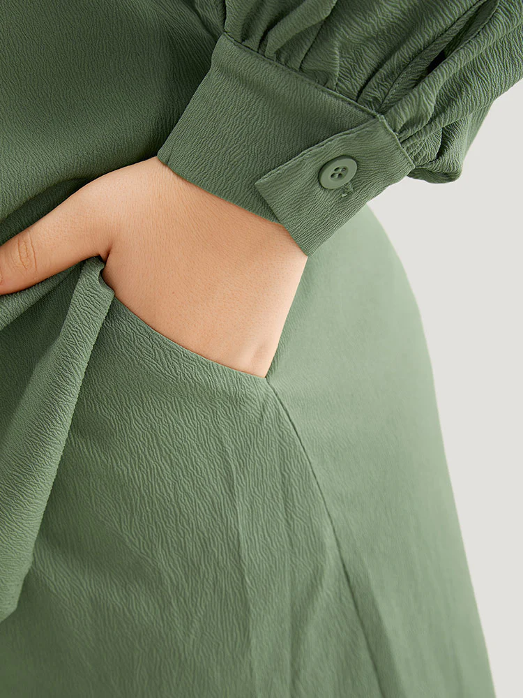 Solid Straight Leg Elastic Waist Woven Pants - Image 7