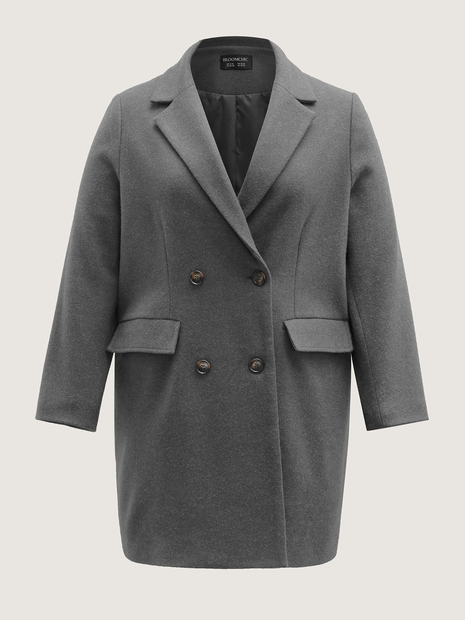 Solid Suit Collar Buttons Pockets Coat - Image 8
