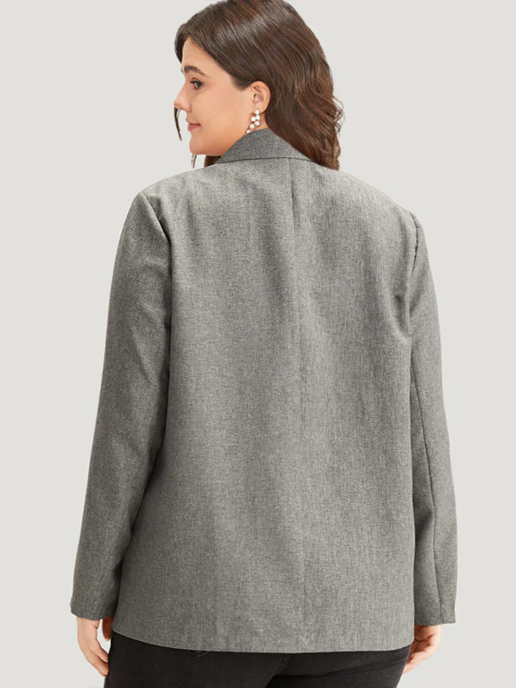 Solid Suit Collar Patched Pocket Blazer - Image 2