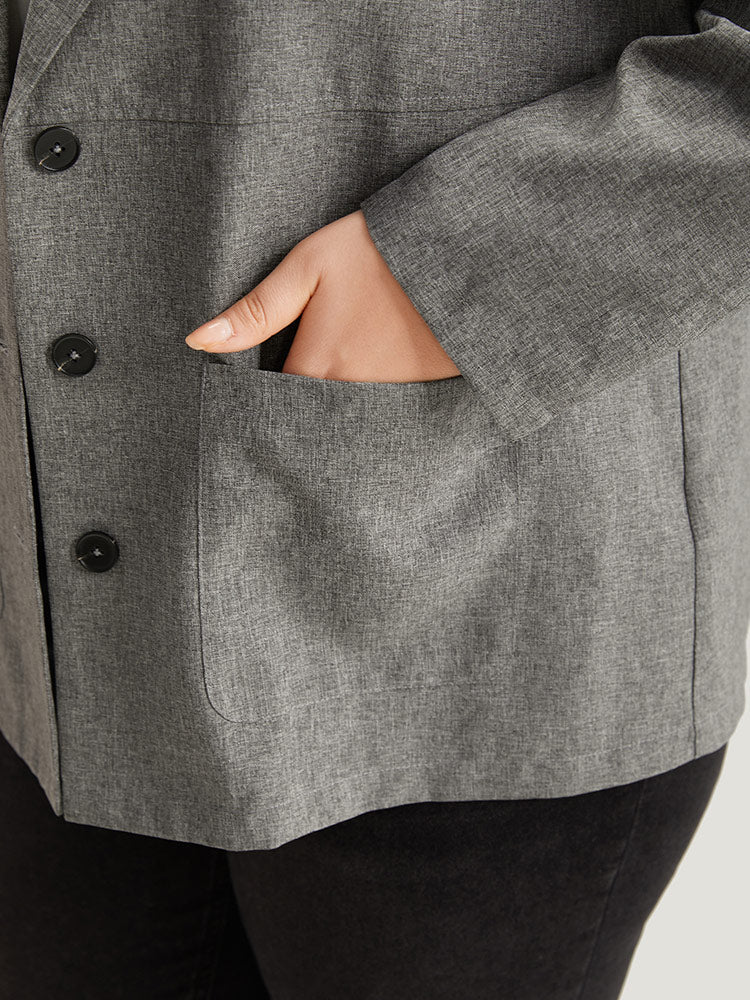 Solid Suit Collar Patched Pocket Blazer - Image 7