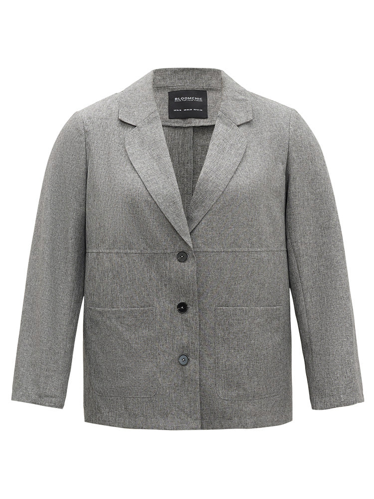 Solid Suit Collar Patched Pocket Blazer - Image 8