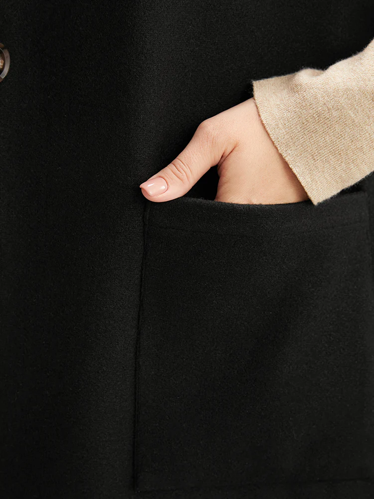 Solid Suit Collar Pocket Belted Sleeveless Coat - Image 10