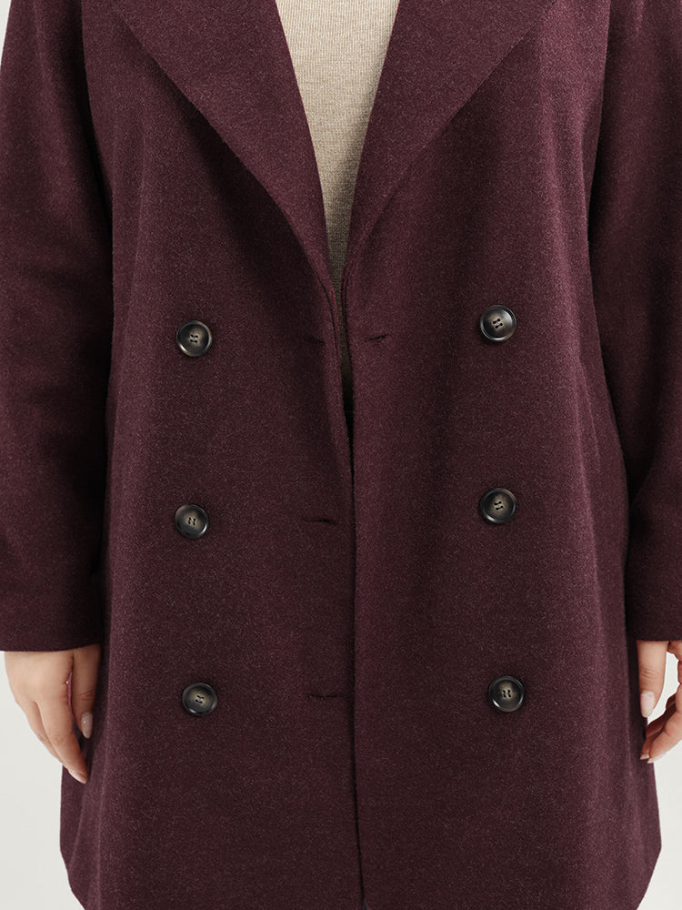 Solid Suit Collar Pocket Double Breasted Blazer - Image 10