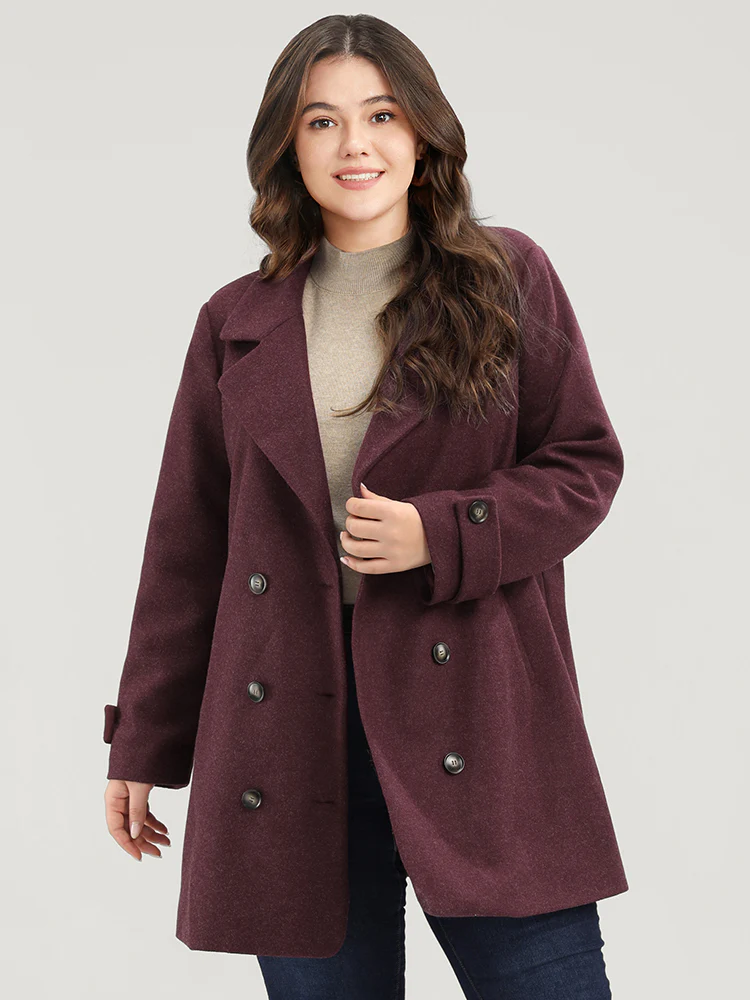 Solid Suit Collar Pocket Double Breasted Blazer - Image 3