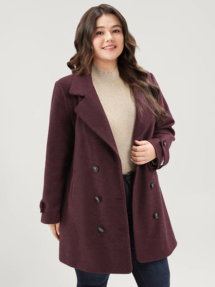 Solid Suit Collar Pocket Double Breasted Blazer - Image 4