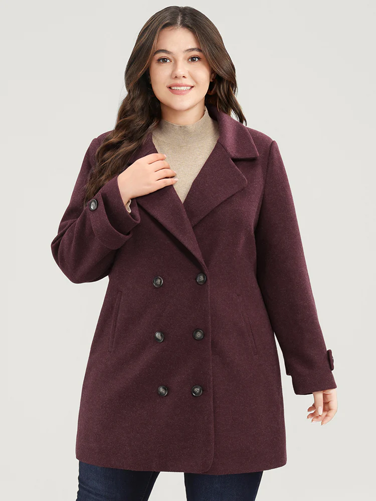 Solid Suit Collar Pocket Double Breasted Blazer - Image 5