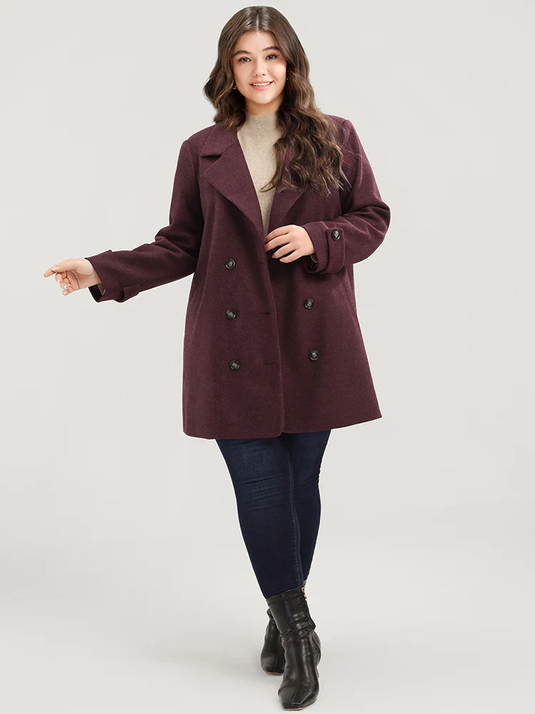 Solid Suit Collar Pocket Double Breasted Blazer - Image 6