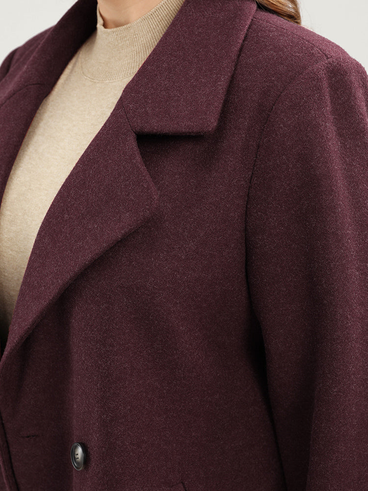 Solid Suit Collar Pocket Double Breasted Blazer - Image 9