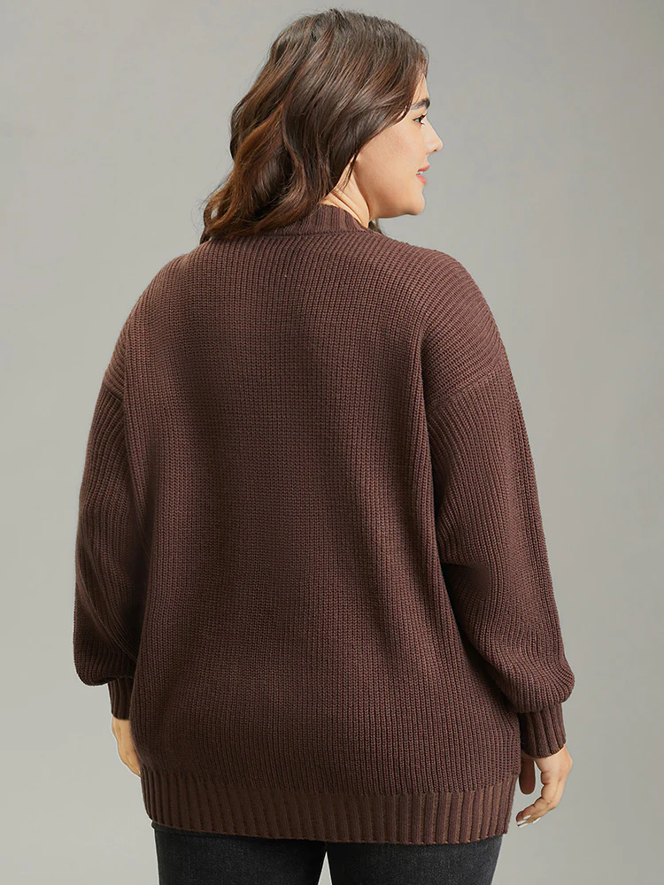 Solid Surplice Neck Elastic Cuffs Pullover - Image 2