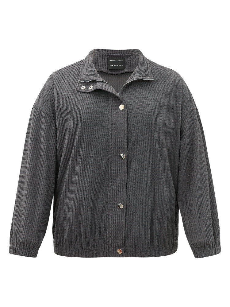 Solid Texture Button Through Pocket Shacket - Image 10