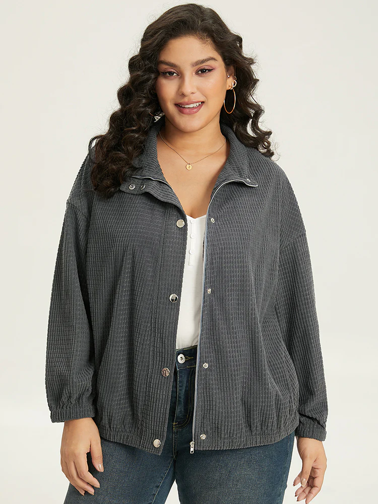 Solid Texture Button Through Pocket Shacket - Image 6