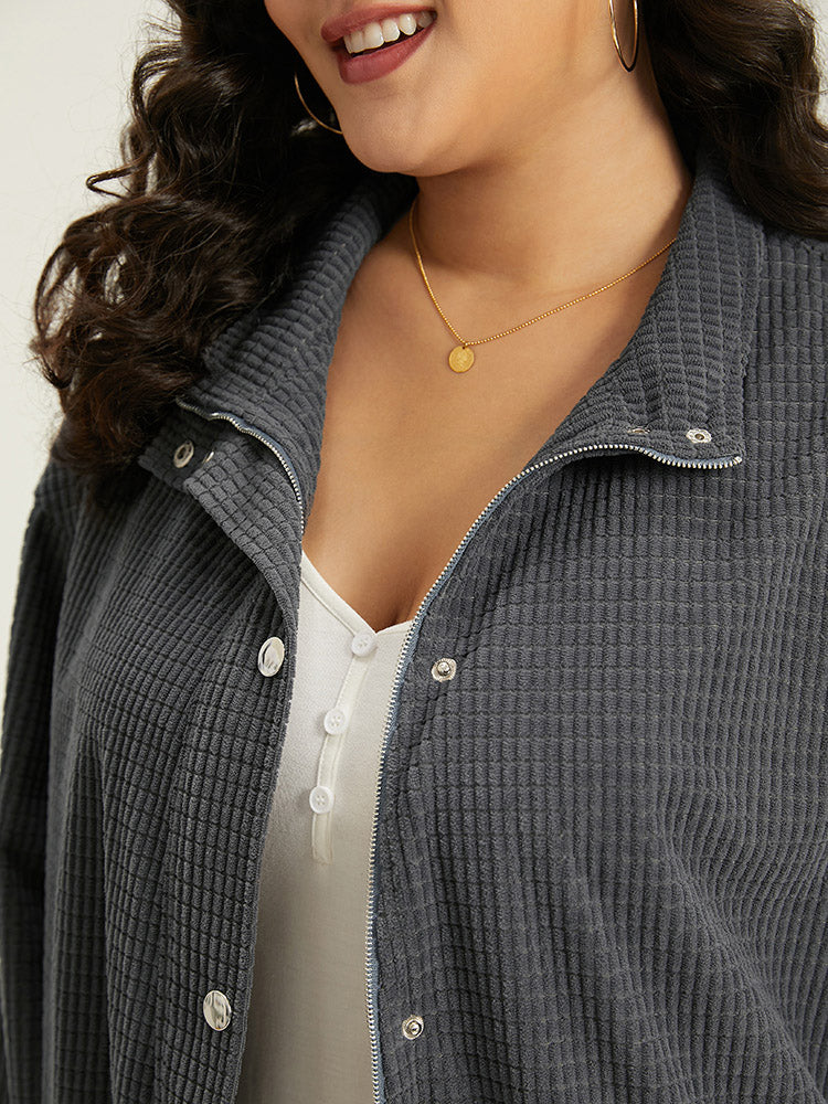 Solid Texture Button Through Pocket Shacket - Image 7