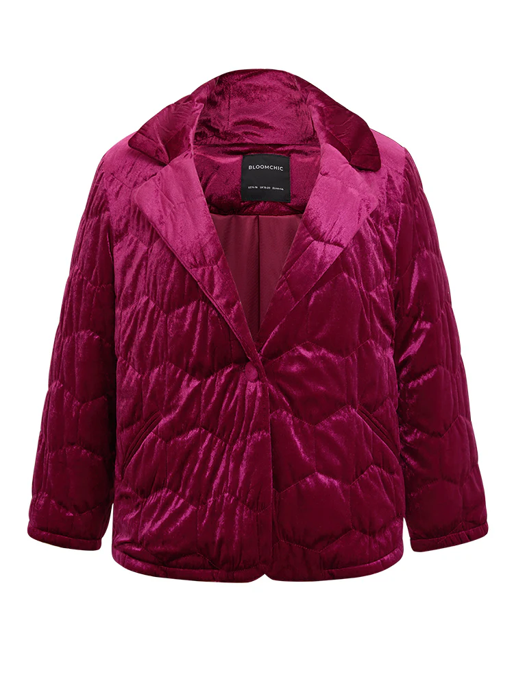 Solid Texture Button Up Quilted Jacket - Image 8