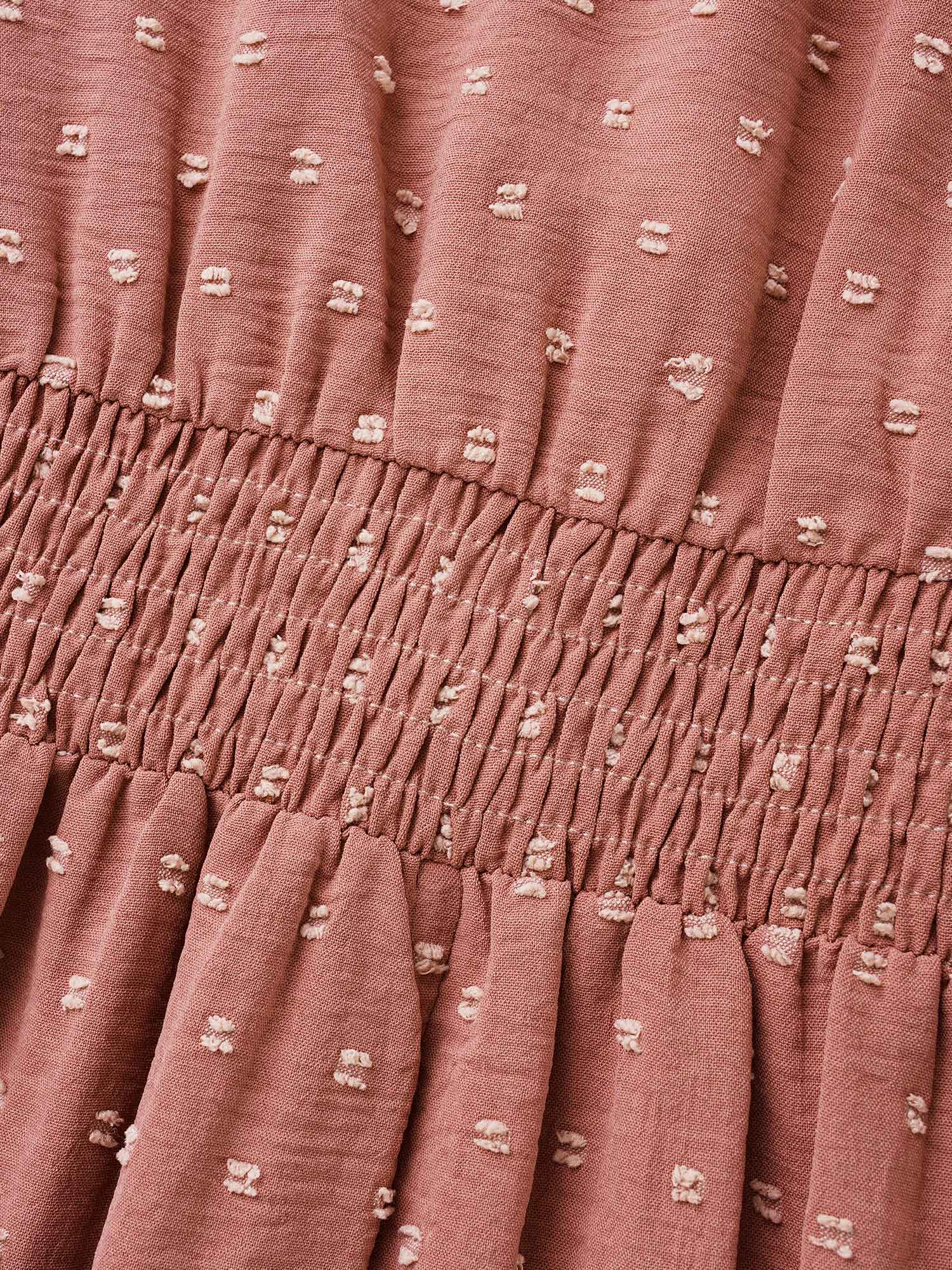 Solid Texture Ruffles Shirred Gathered Dress - Image 6