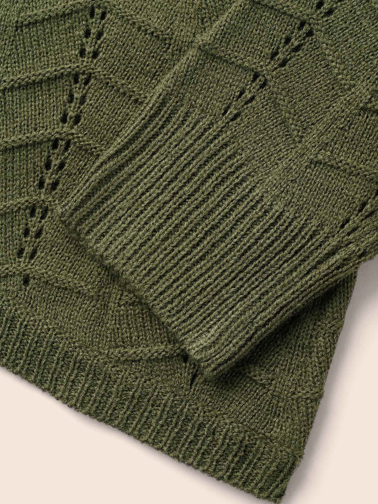 Solid Textured Curved Hem Cardigan - Image 6