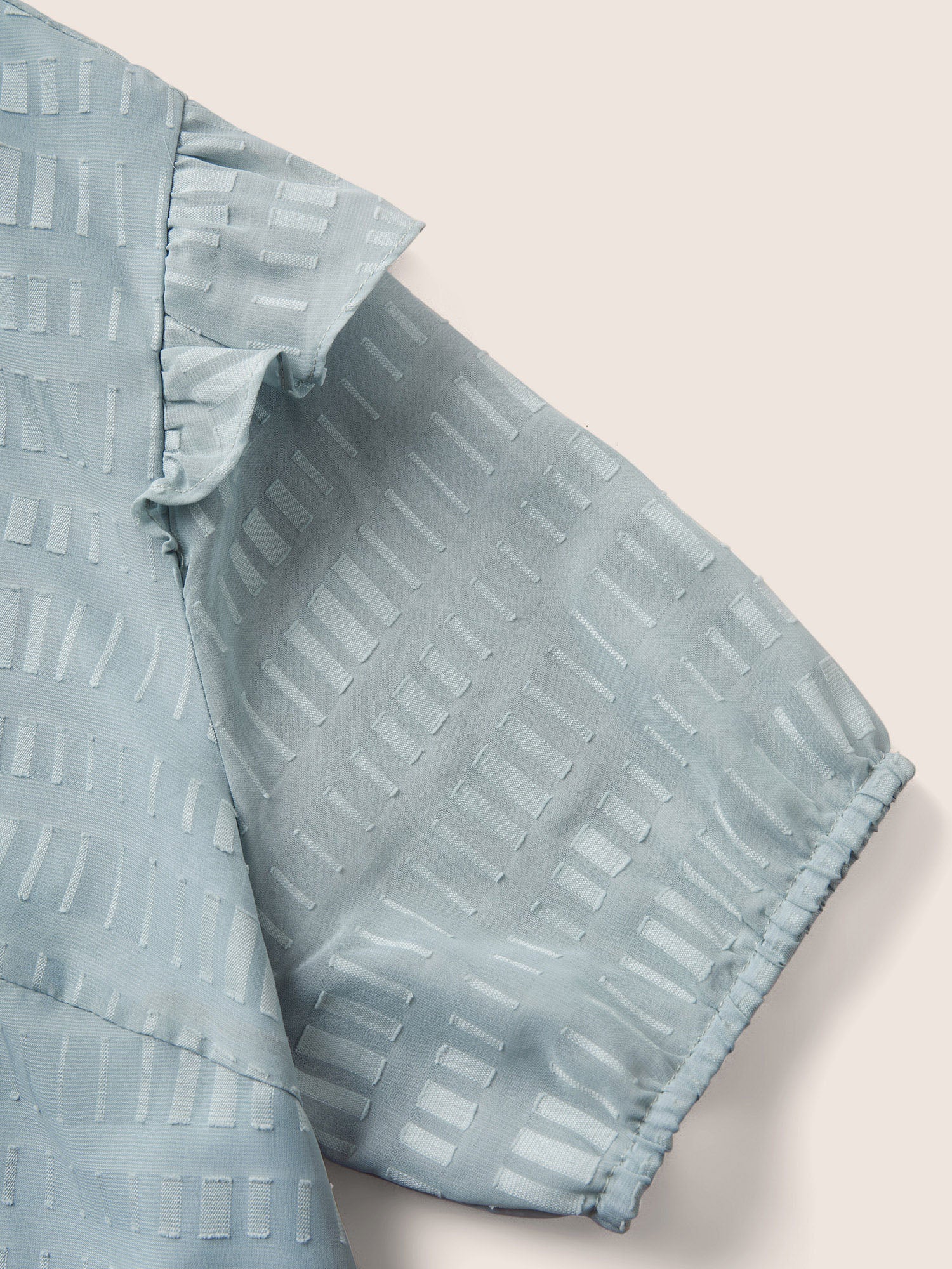 Solid Textured Gathered Ruffles Button Detail Blouse - Image 6
