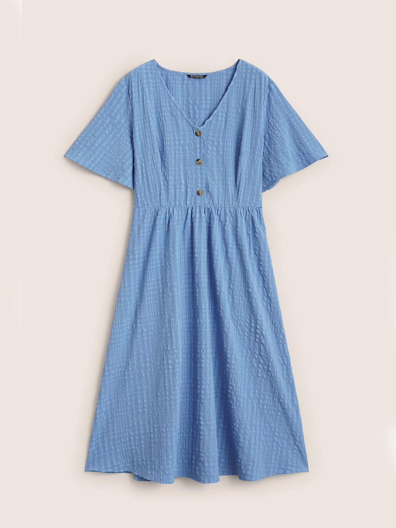 Solid Textured Jacquard Pocket Dress - Image 7