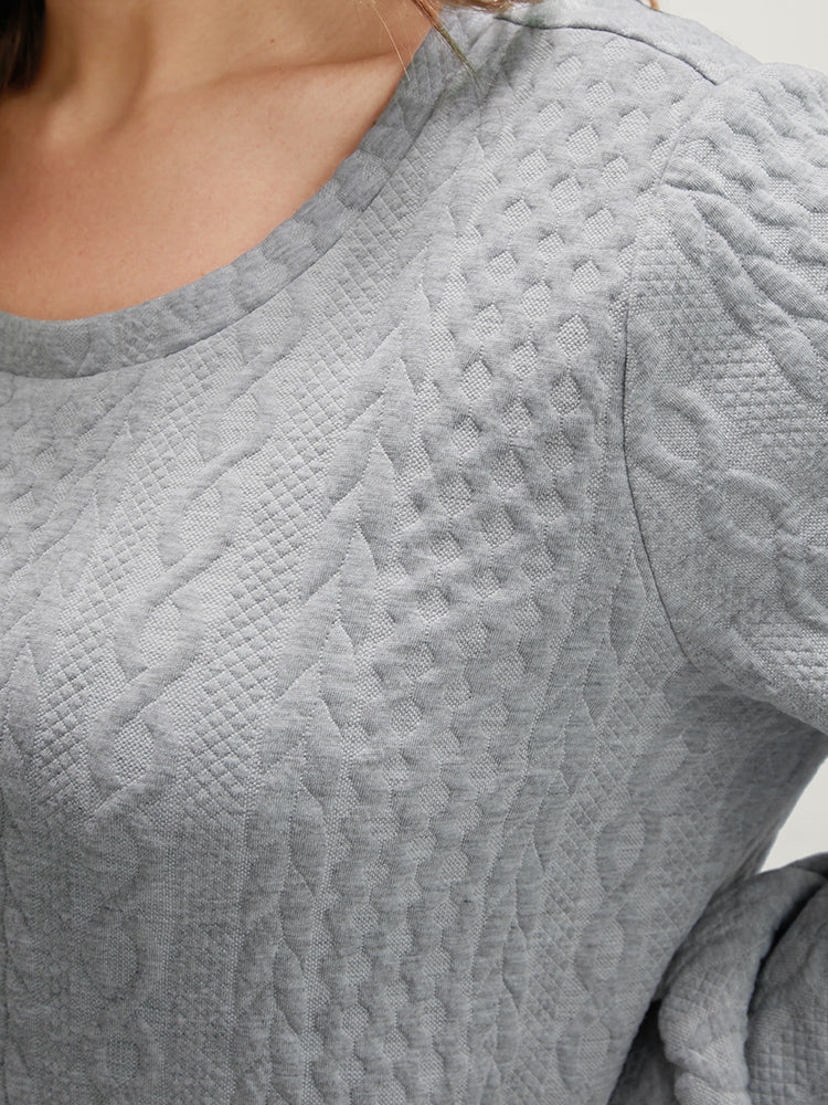 Solid Textured Round Neck 2-In-1 Sweatshirt - Image 6