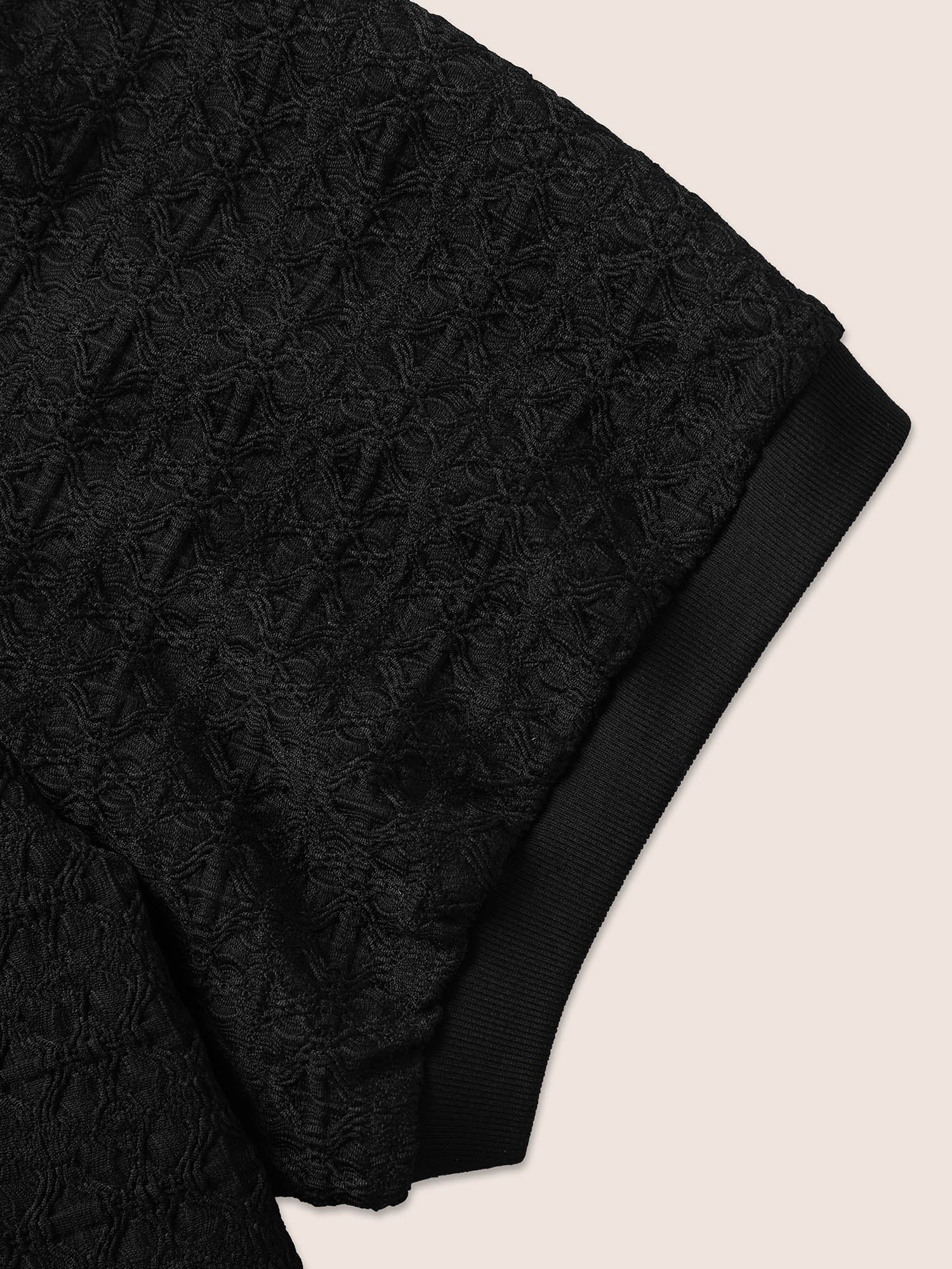 Solid Textured Round Neck T-shirt - Image 5