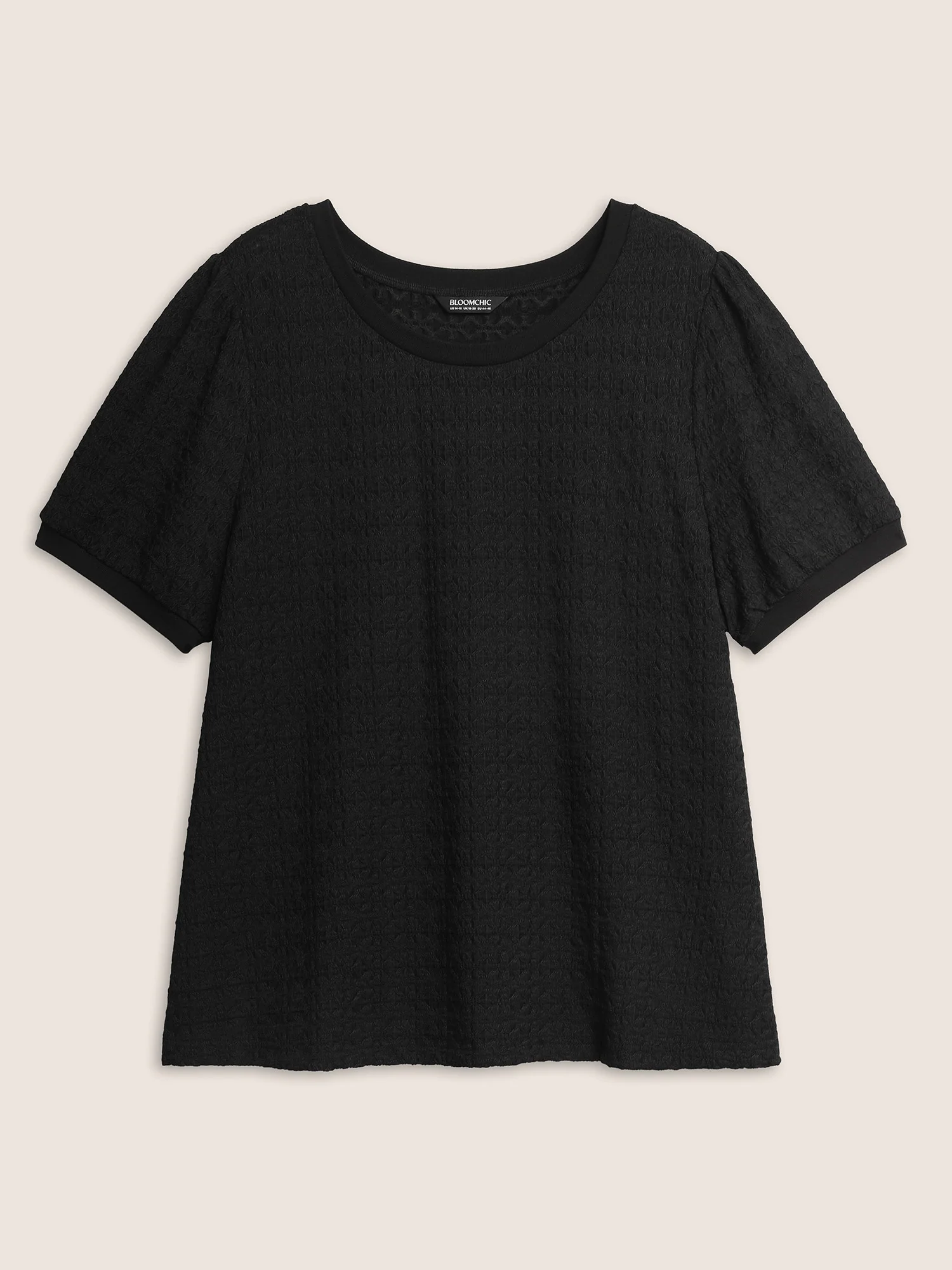 Solid Textured Round Neck T-shirt - Image 7