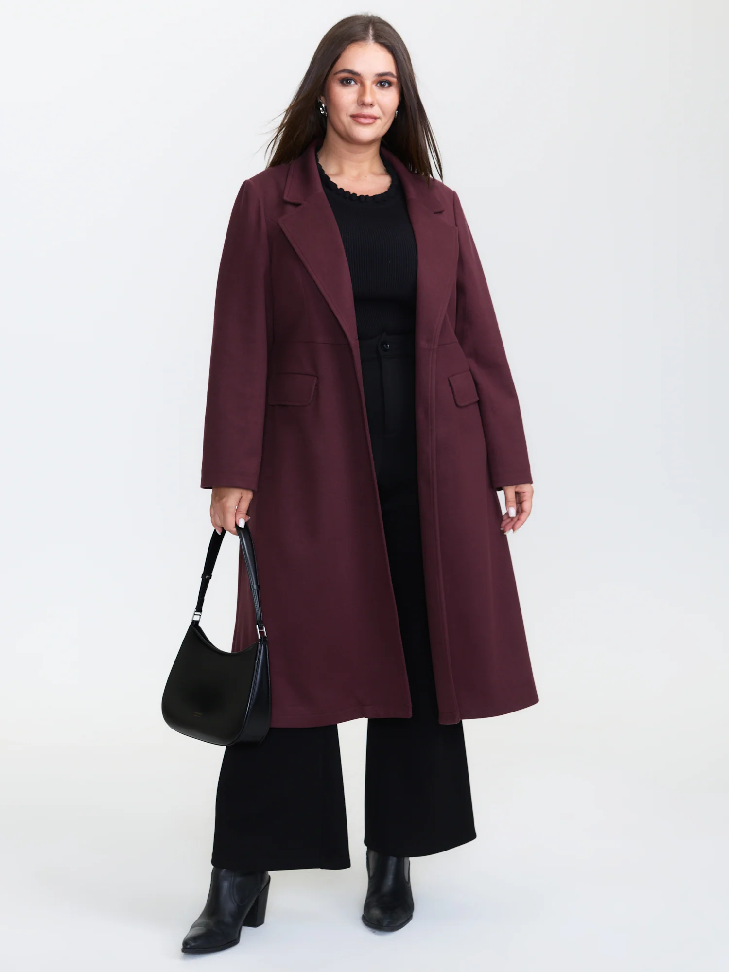 Solid Three Button Flared Coat - Image 2