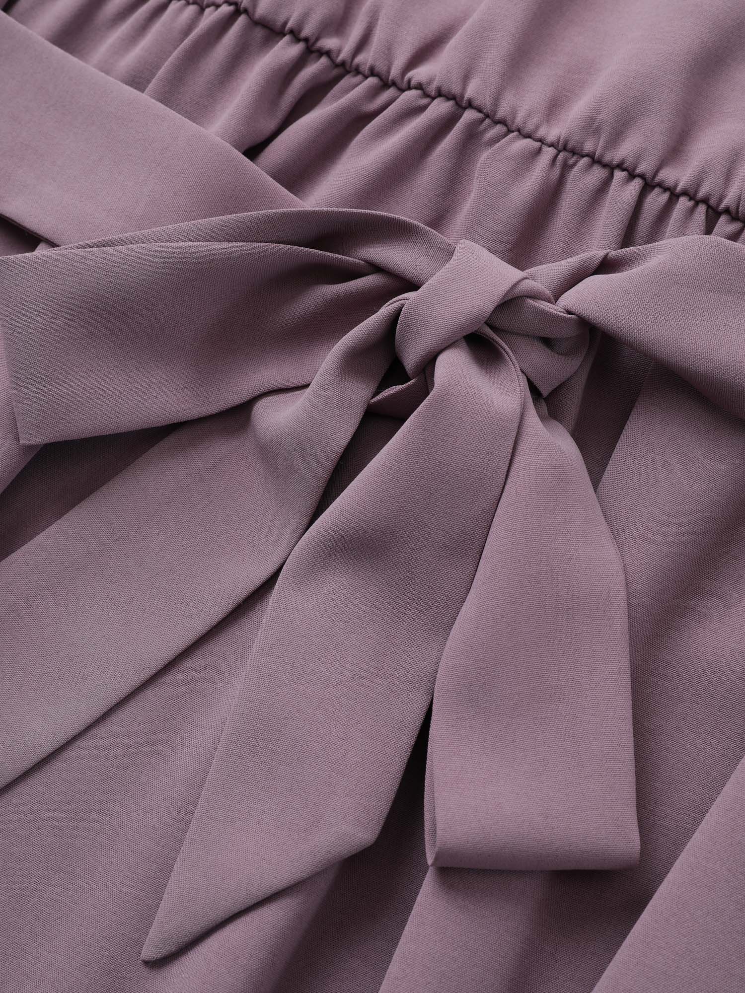 Bloom Dress - Solid Tie Surplice Ruffle High Low Dress - Image 5