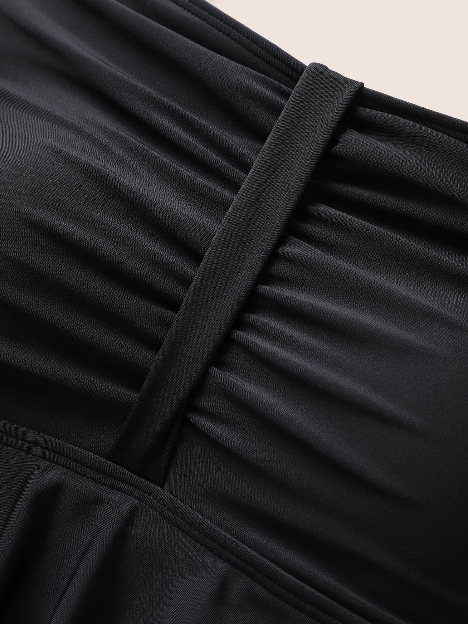 Solid Tiered Ruffles Ruched One Piece Swimsuit - Image 5