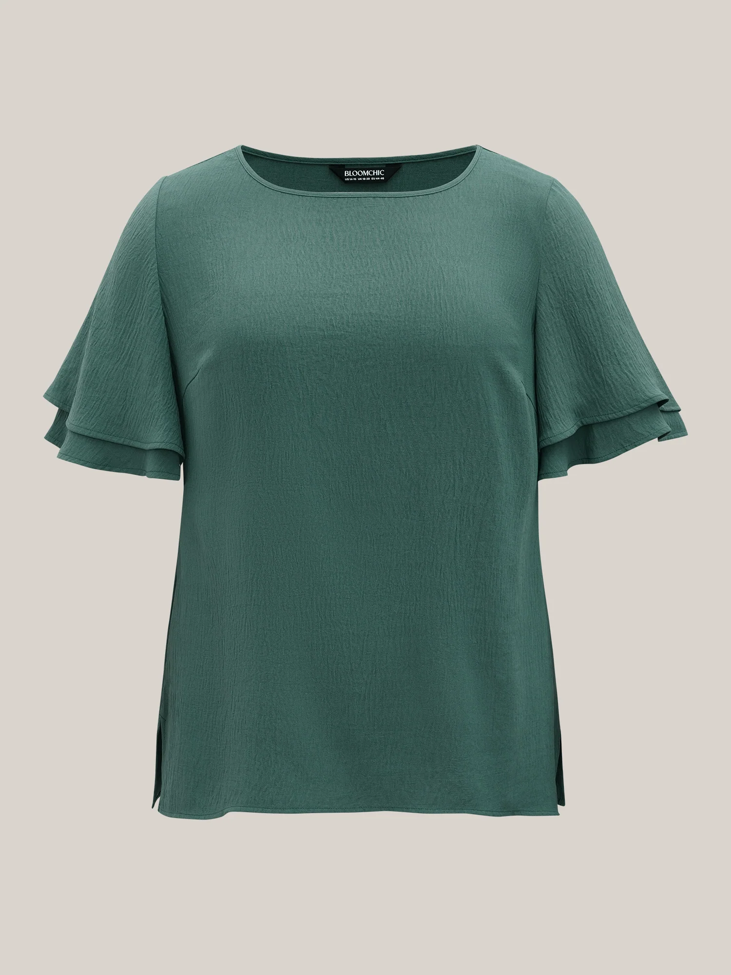 Solid Tiered Ruffles Split Hem Blouse - Image 11