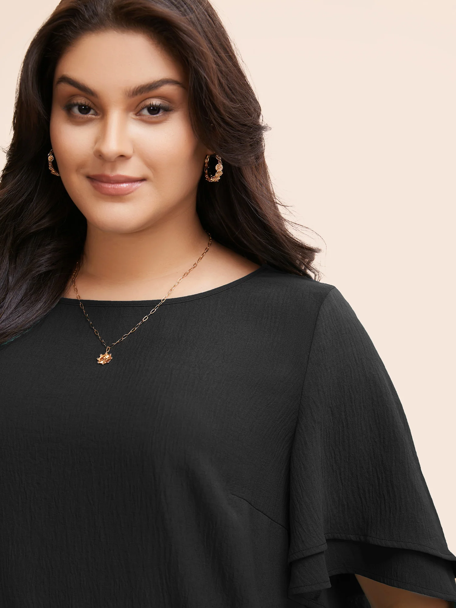 Solid Tiered Ruffles Split Hem Blouse - Image 14