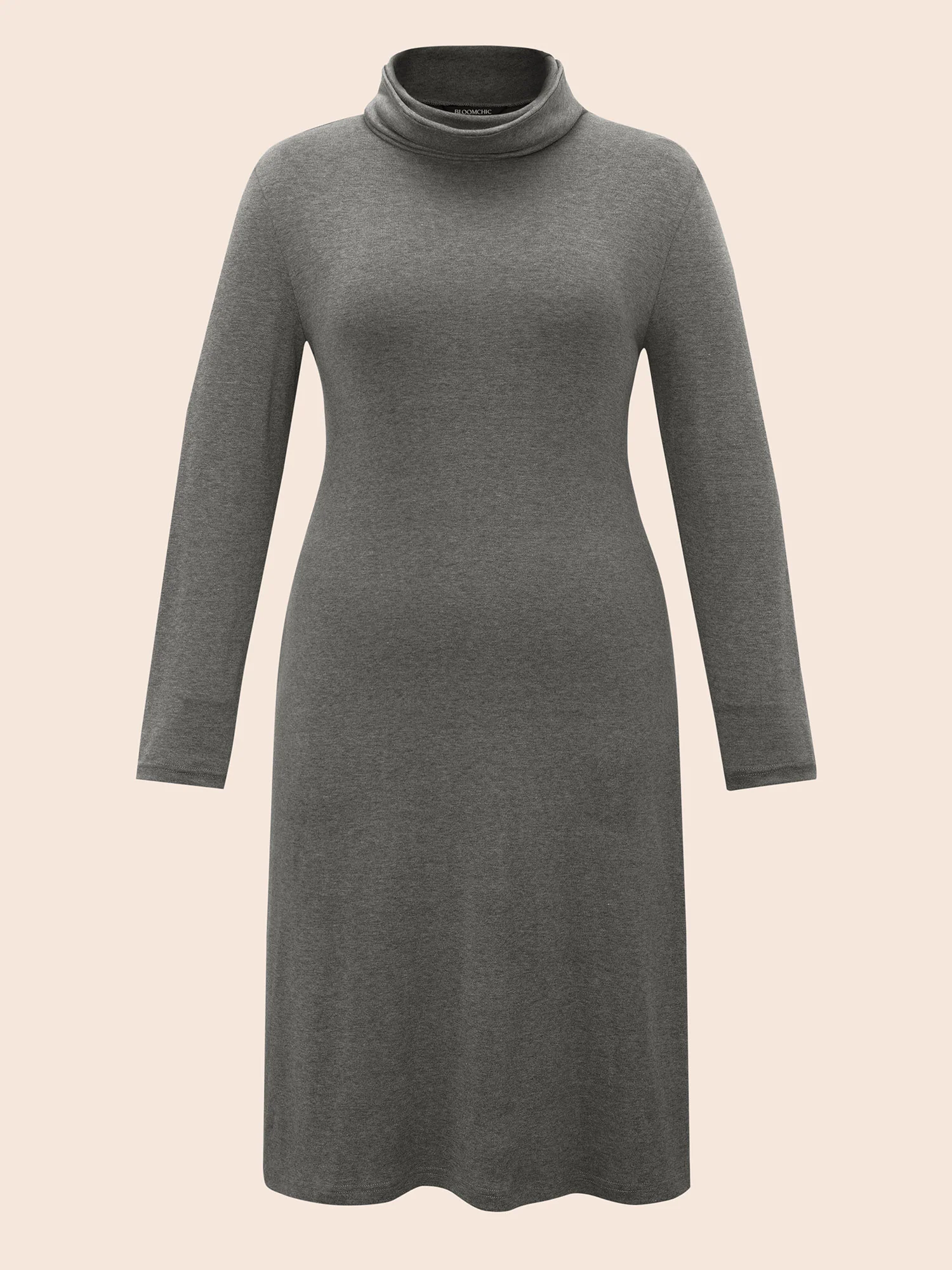 Solid Turtleneck High Stretch Dress - Image 6