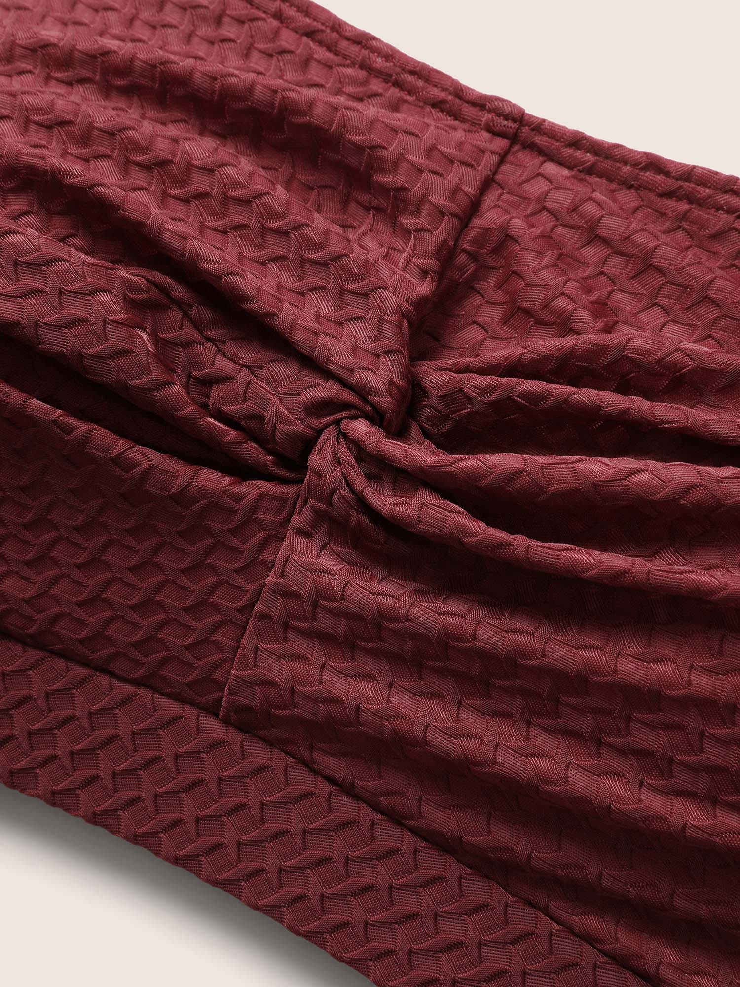 Solid Twist Texture Swim Top - Image 5
