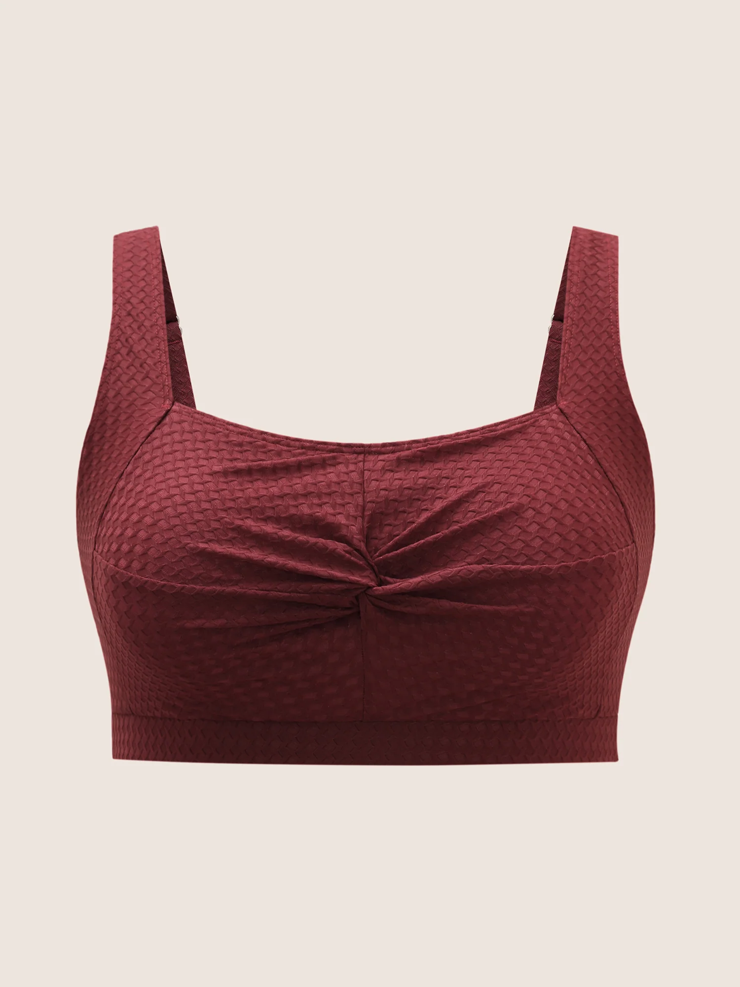 Solid Twist Texture Swim Top - Image 6